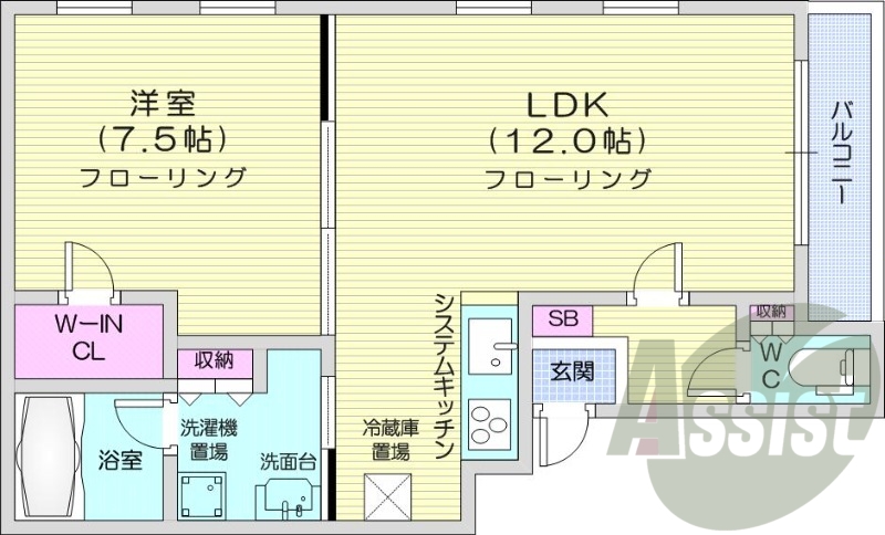 1LDK、エアコン、IHクッキングヒーター、灯油暖房