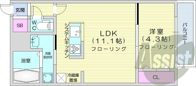 1LDK、ネット無料、浴室乾燥機、宅配ボックス