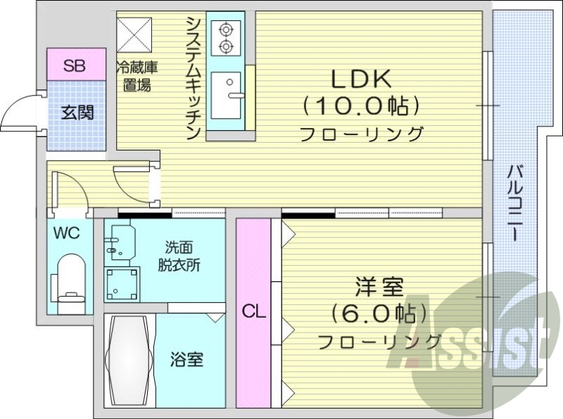1LDK、ネット無料、バストイレ別、エアコン