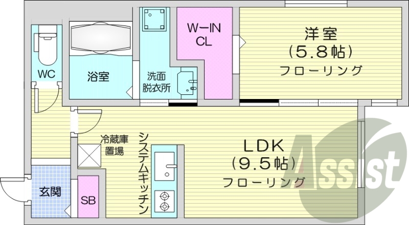 1LDK、エアコン、都市ガス、追い焚き