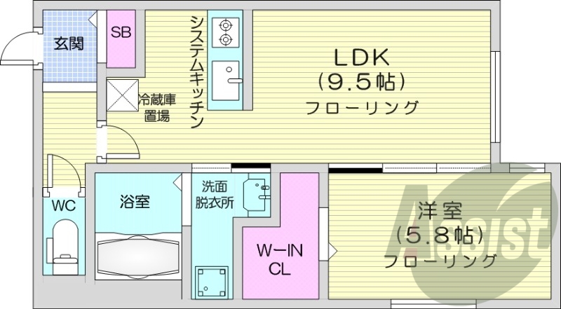 1LDK、エアコン、都市ガス、追い焚き