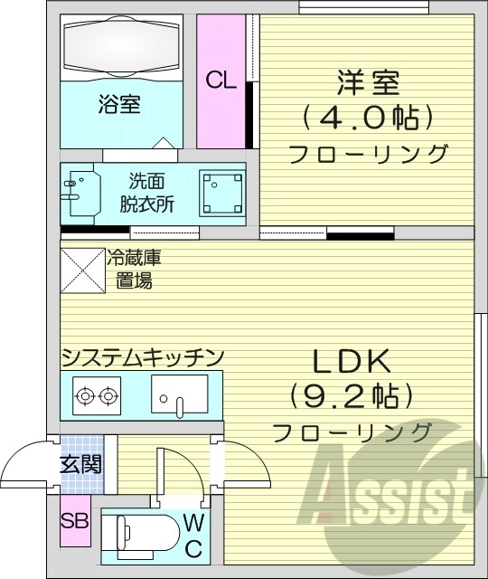 1LDK、ネット無料、シャンプードレッサー、灯油暖房