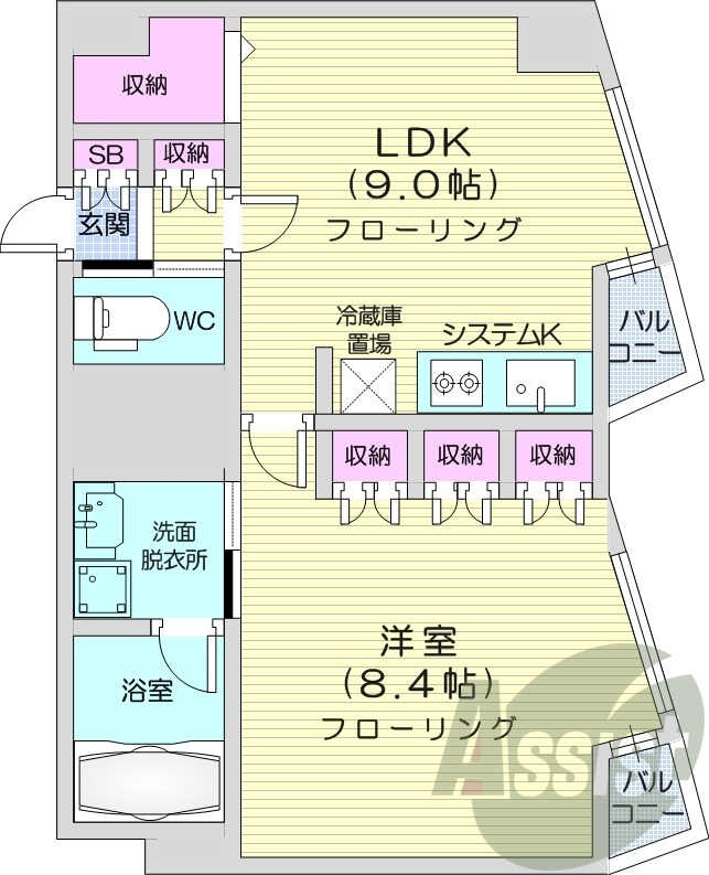 1LDK、インターネット設備、エアコン、都市ガス