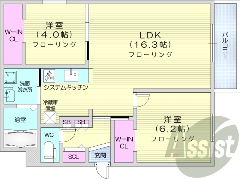 2LDK、エアコン、都市ガス、追い焚き、浴室乾燥機