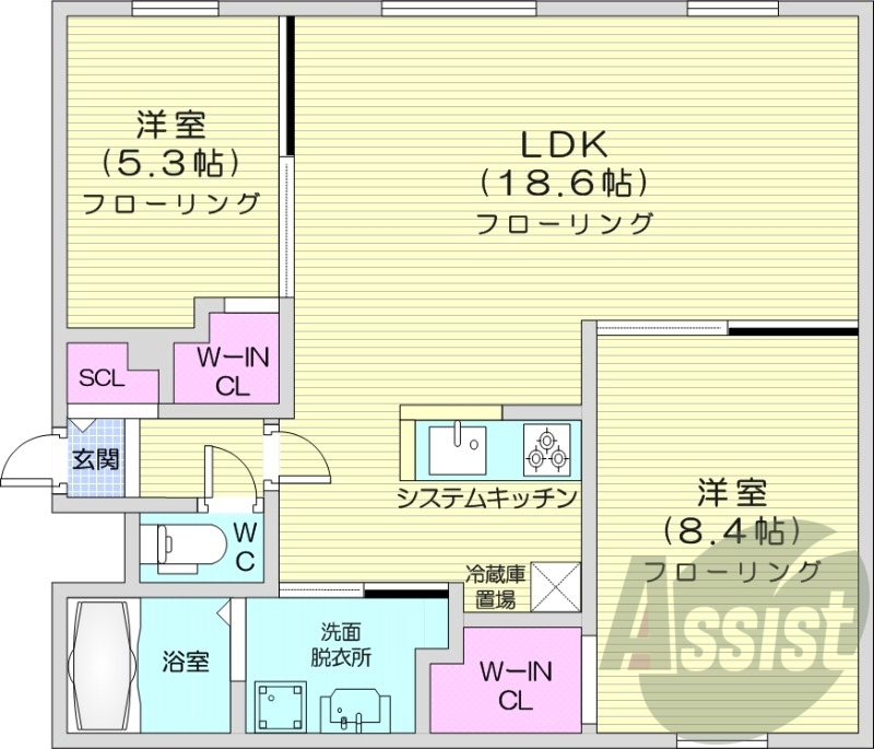 2LDK、エアコン、都市ガス、ペット飼育可
