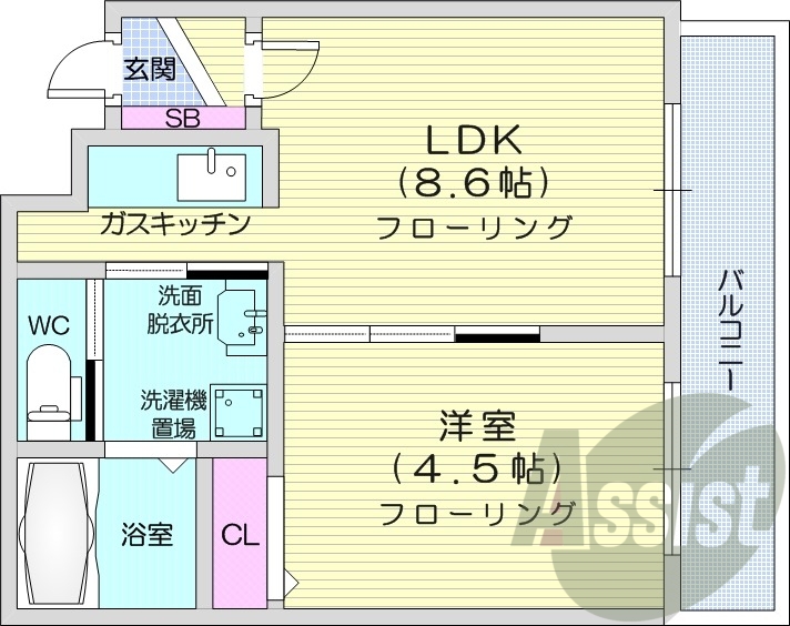 1LDK、オートロック、モニターホン、灯油FF暖房