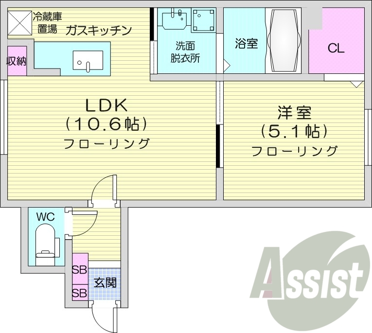 1LDK、ロードヒーティング、灯油暖房、ネット無料