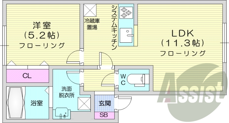 1LDK、エアコン、モニターホン、追い焚き機能