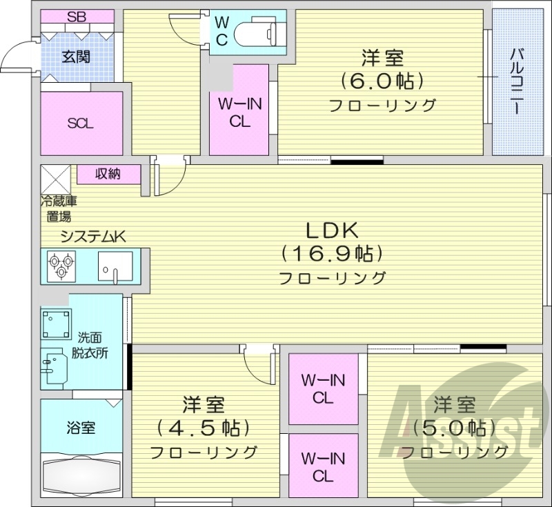 3ＬＤＫ、エアコン、都市ガス、追い焚き、ネット無料