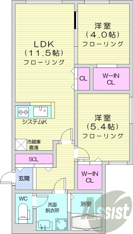 2LDK、エアコン、システムキッチン、灯油暖房