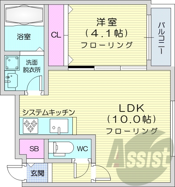 1LDK、都市ガス、エアコン、浴室乾燥機、追い焚き