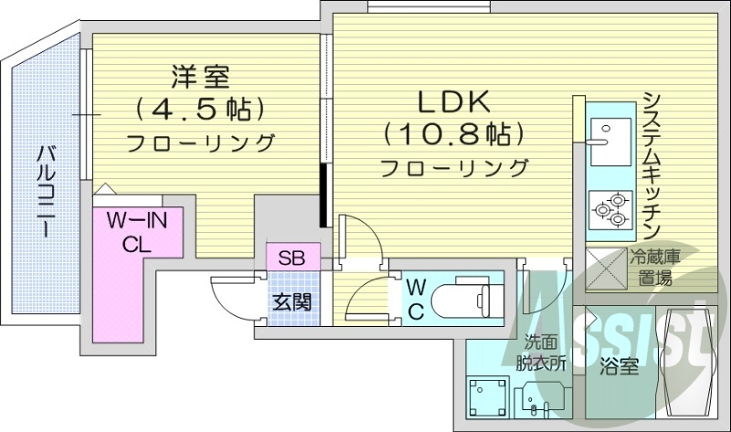 1LDK、都市ガス、エアコン、浴室乾燥機、追い焚き