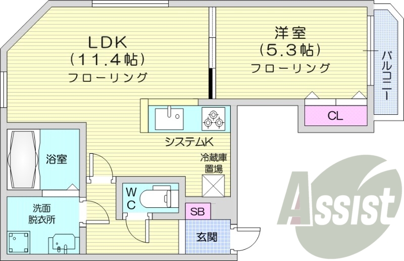 1LDK、都市ガス、エアコン、浴室乾燥機、追い焚き