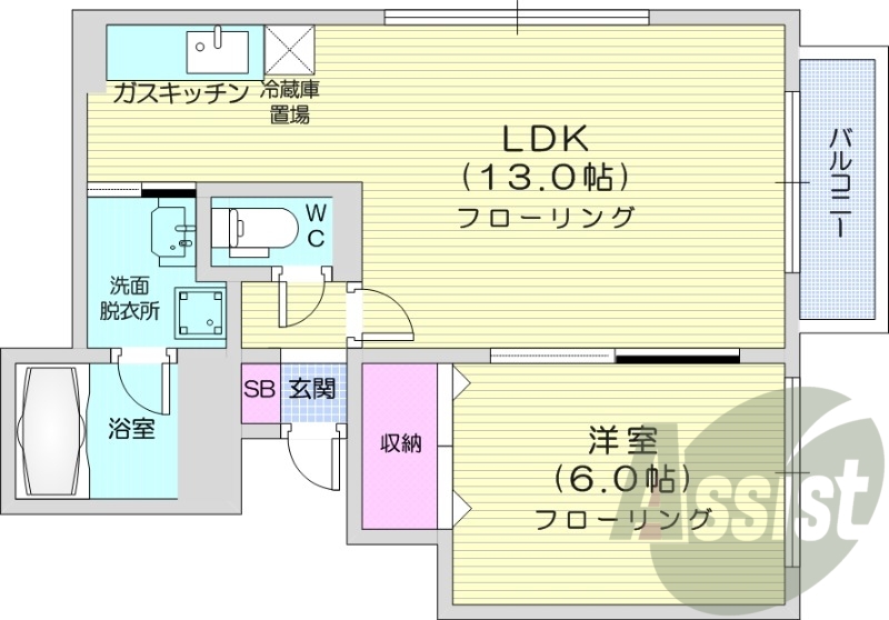 1LDK、灯油暖房、トランクルーム、脱衣所