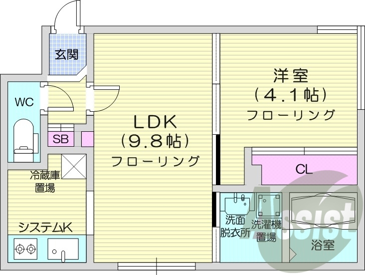 1LDK、エアコン、灯油暖房、ネット無料