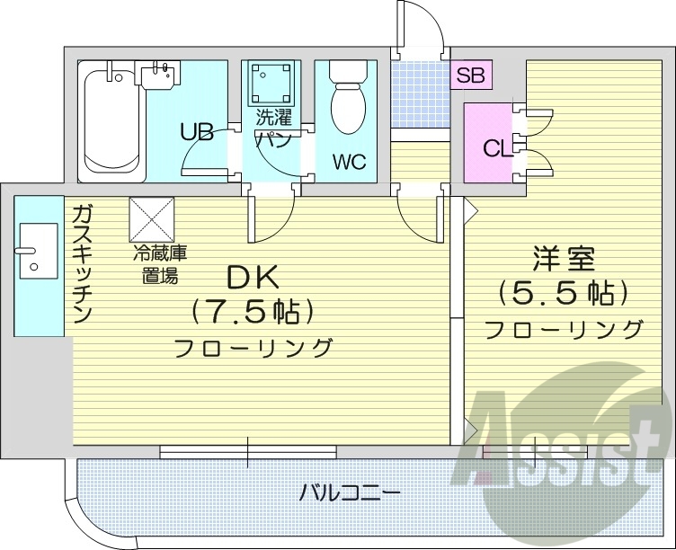 1LDK、バルコニー、暖房便座、シューズボックス