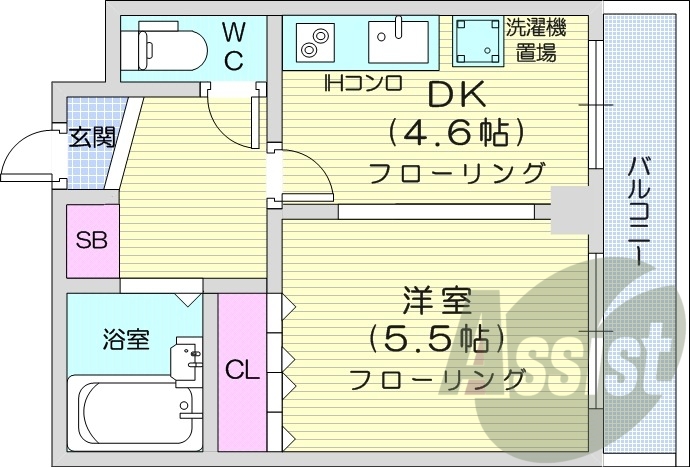 1DK、都市ガス、エレベーター、オートロック