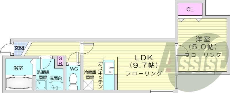 １LDK、エアコン、ネット無料、角部屋、灯油暖房