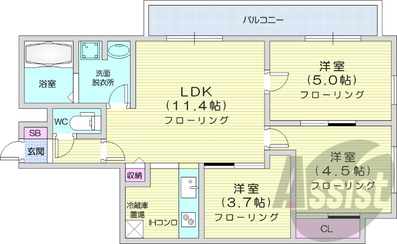 3LDK、クローゼット、シューズボックス