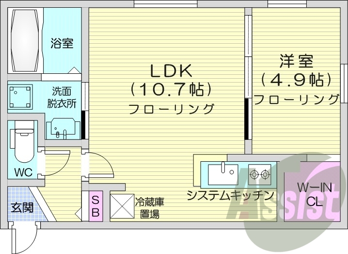 1LDK、エアコン、独立洗面台、シャワートイレ、灯油暖房