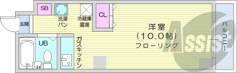 1K、モニタ付インターホン、都市ガス、ガス暖房