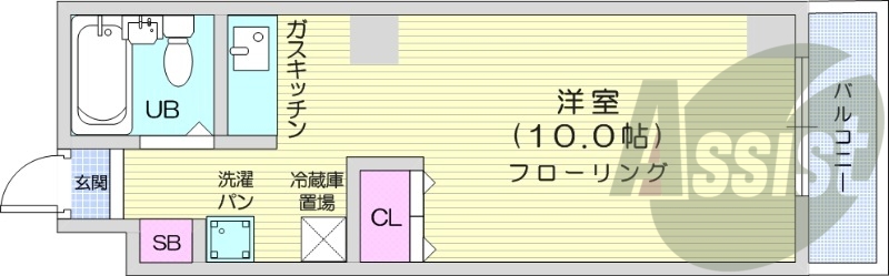 1K、モニタ付インターホン、都市ガス、ガス暖房