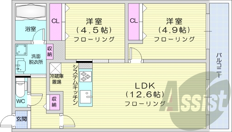 1LDK、都市ガス、エアコン、浴室乾燥機、追い焚き