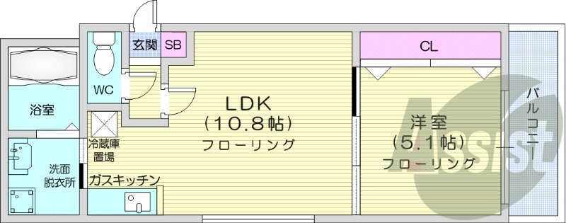 1LDK、エアコン、灯油暖房、オートロック