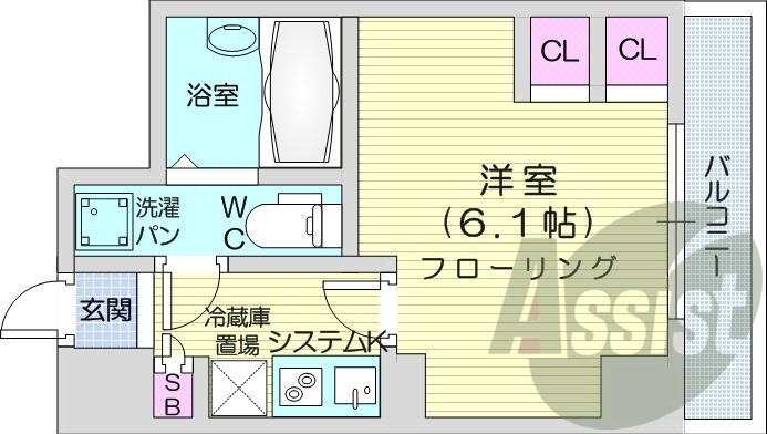 1K、ネット無料、浴室乾燥、オートロック、エレベーター