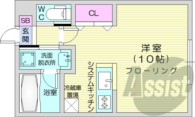 1K、エアコン、ネット無料、角部屋、独立洗面台