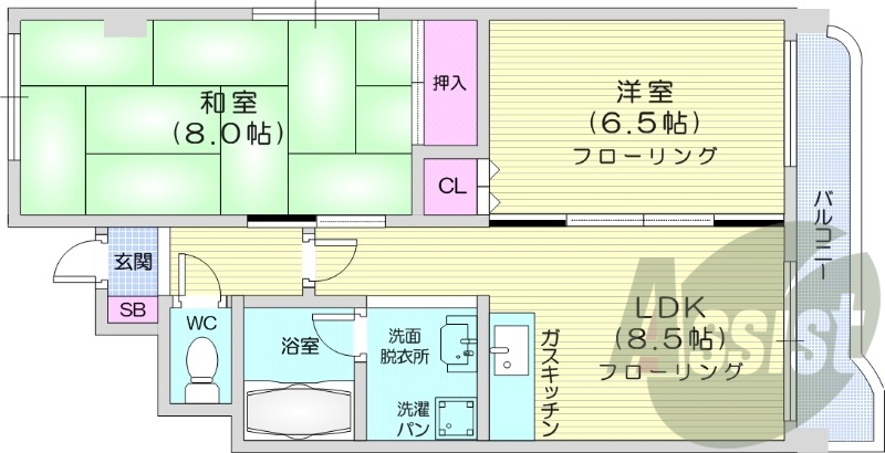 2LDK、オートロック、ペット対応、灯油FF暖房