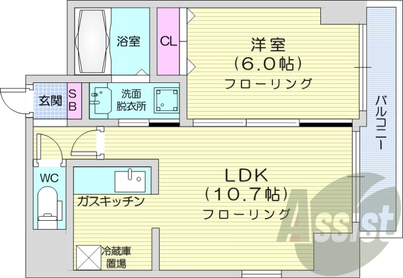 1LDK、エレベーター、オートロック、ロードヒーティング