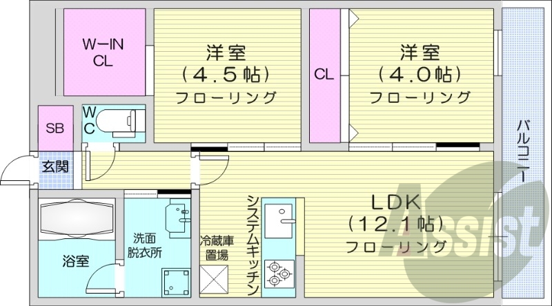 2LDK、エアコン、都市ガス、ペット飼育可能