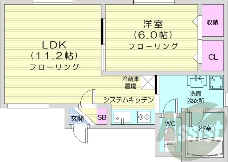1LDK、システムキッチン、灯油暖房、独立洗面台、ネット無料