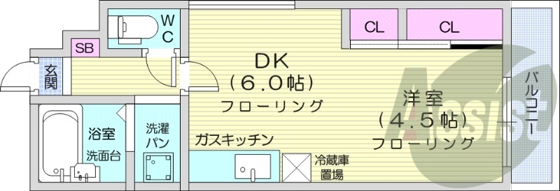 1DK、クローゼット、ウォシュレット、モニタ付インターホン
