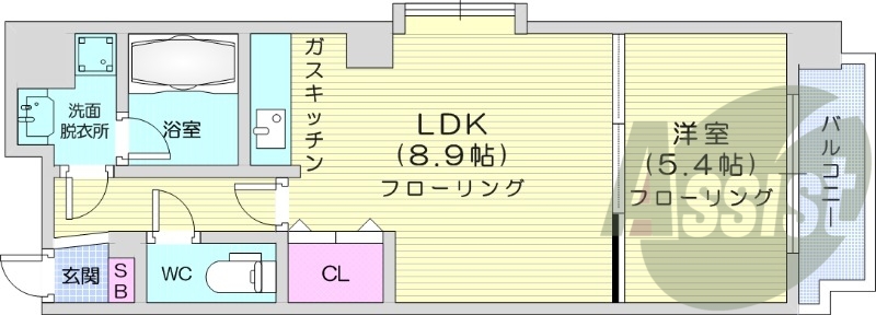 1LDK、ネット無料、独立洗面台、