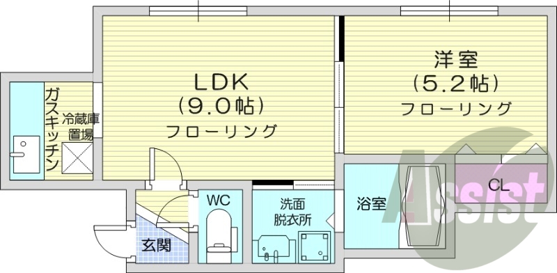 1LDK、ペット相談、ネット無料、独立洗面台