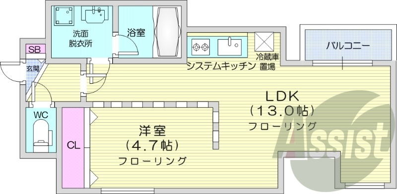 1LDK、灯油FF暖房、独立洗面台、オートロック