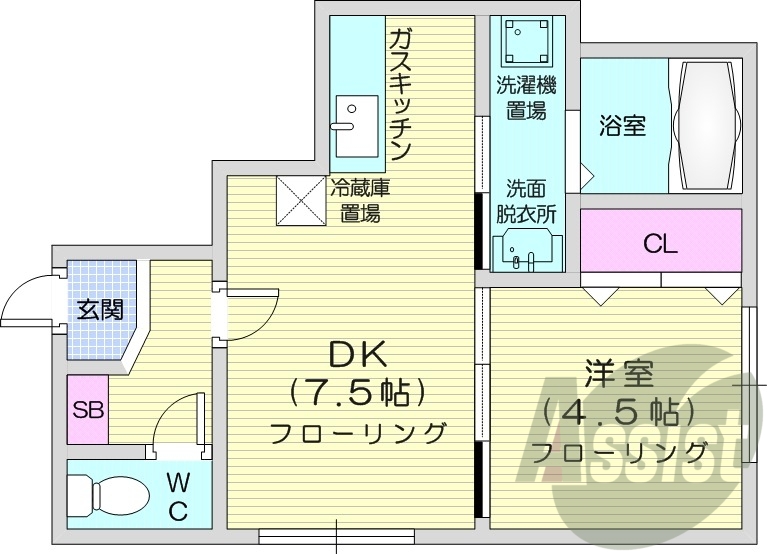 1DK、灯油暖房、ネット使用料不要、シャワートイレ