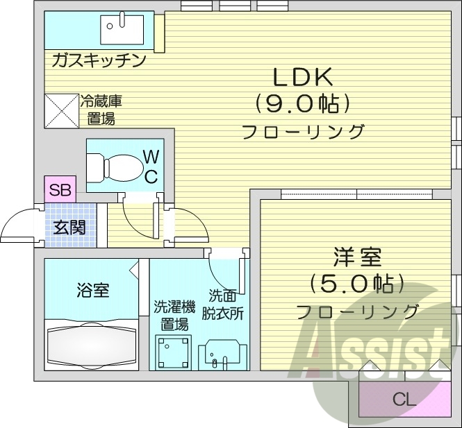 1LDK、灯油暖房、ネット使用料不要、モニタ付インターホン