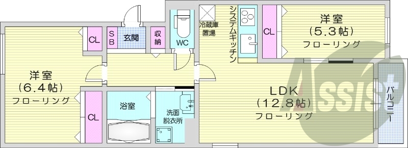 2LDK、エアコン、追い焚き、浴室乾燥機