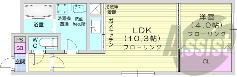 1LDK、角部屋、オートロック、光ファイバー
