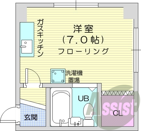 ワンルーム、インターネット利用可、暖房器具有