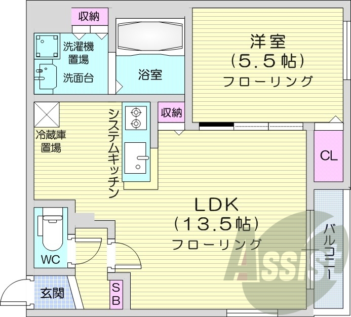 1LDK、ペット可、都市ガス、エアコン、追い焚き
