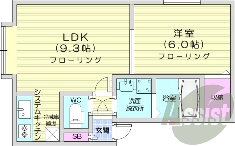 1LDK、独立洗面台、エアコン、モニターホン