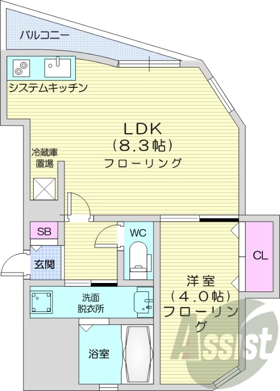 1LDK、エアコン、都市ガス、エレベーター