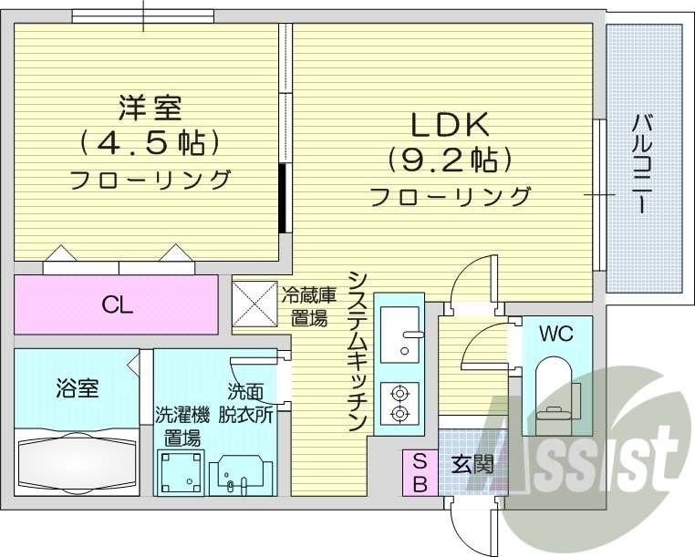 1LDK、エアコン、都市ガス、ネット使用料不要