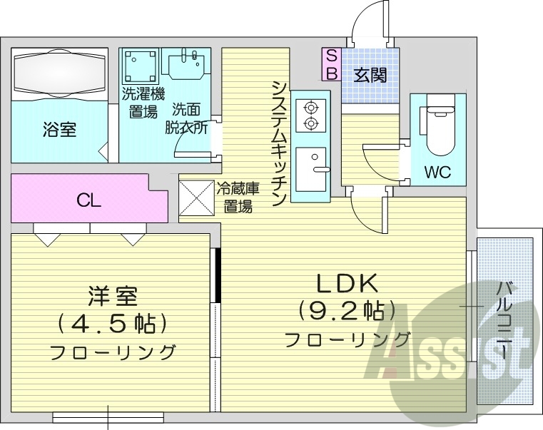 1LDK、エアコン、都市ガス、ネット使用料不要