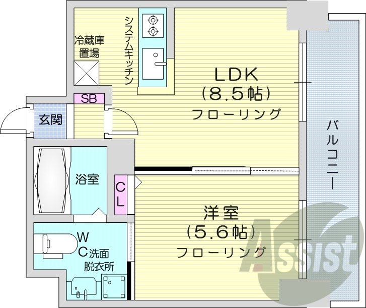 1LDK、オートロック、洗髪洗面化粧台、オートロック