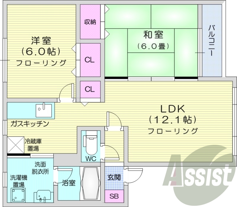 2LDK、ロードヒーティング、カメラ付きインターホン